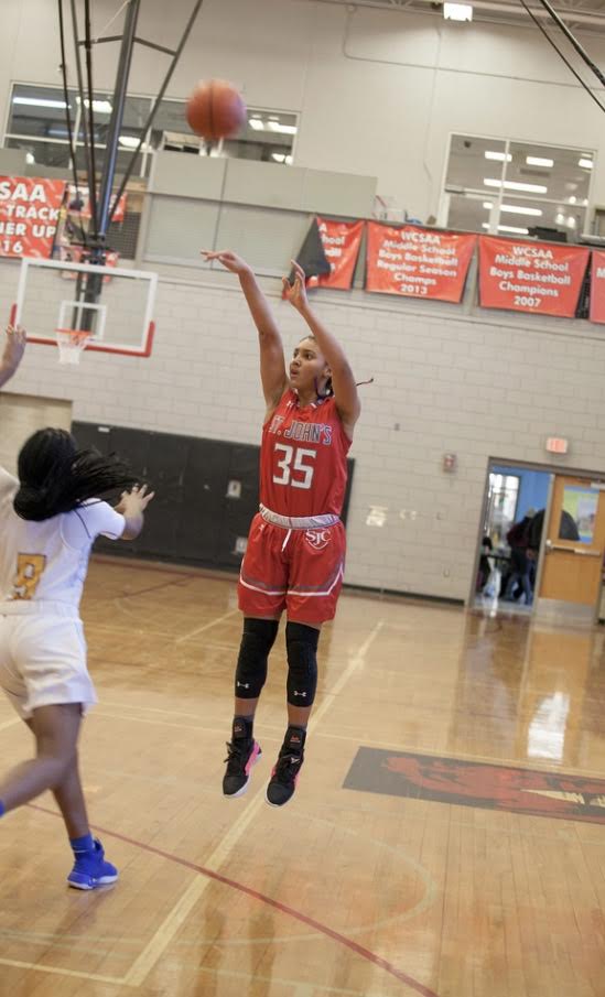 Freshman Azzi Fudd leads St. John's with 27 points in their win over Paul VI.  (PHOTO BY: Katie Fudd)