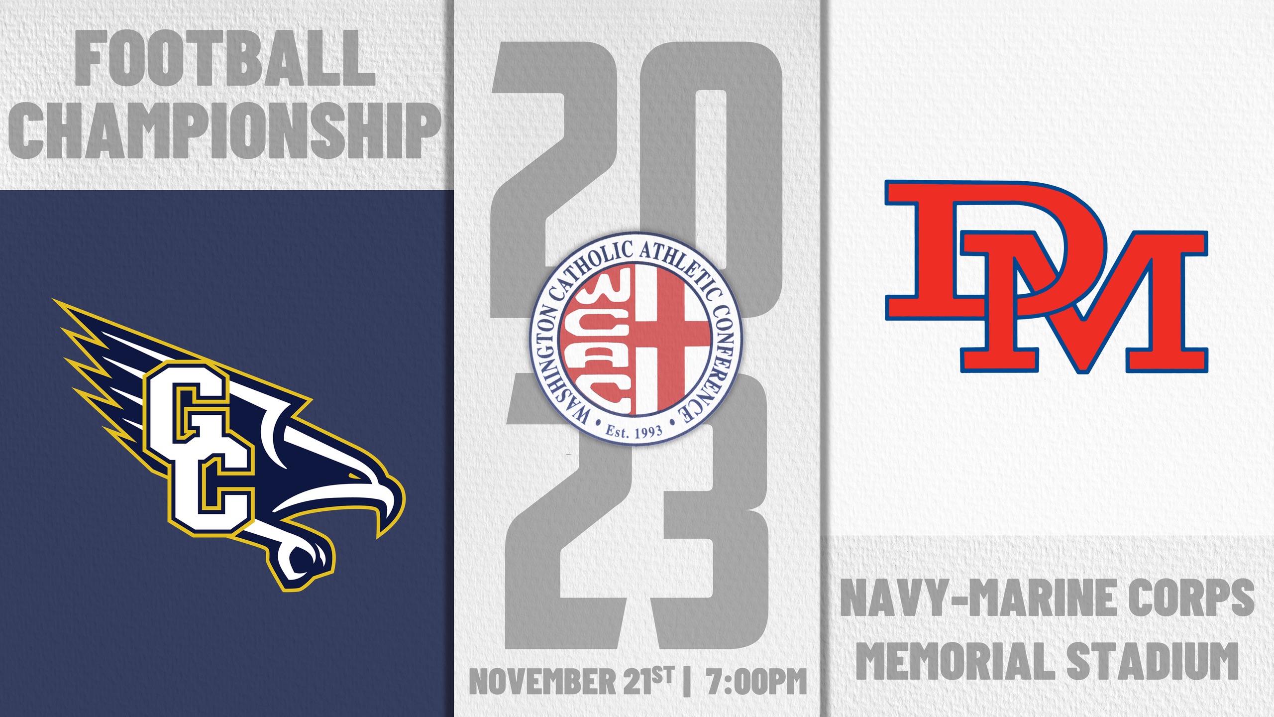 Good Counsel and DeMatha Play for Football Championship On November 21st. Click Here for Tickets